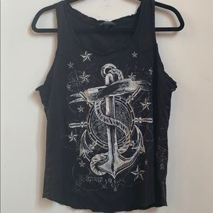 Black and white rock and republic tank, large.